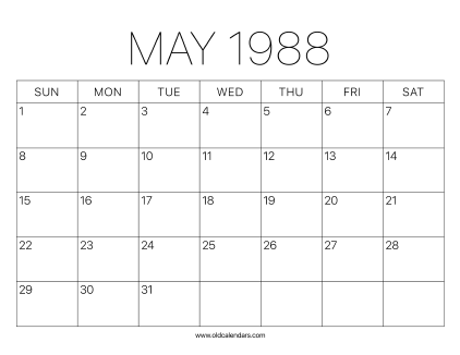 1988 Calendar May
