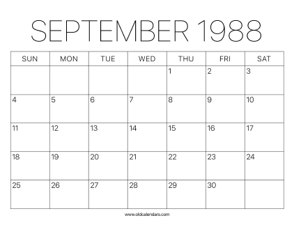 1988 Calendar September