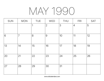 1990 Calendar May