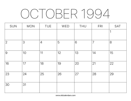 1994 Calendar October