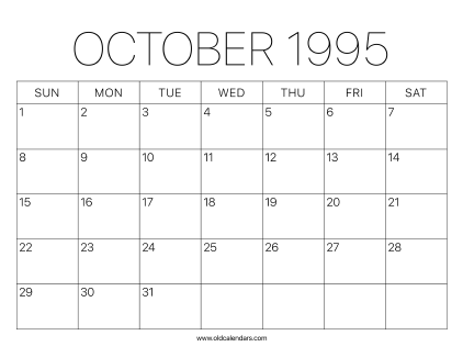 1995 Calendar October