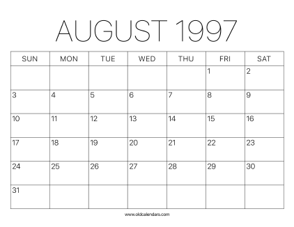 1997 Calendar August