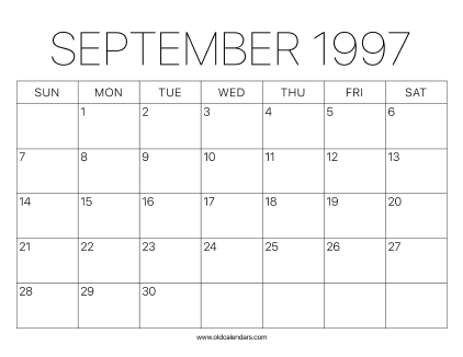 1997 Calendar September