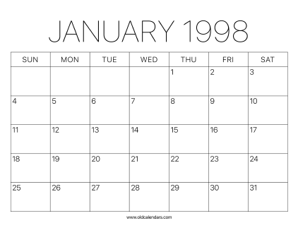 1998 Calendar January