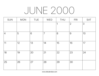 2000 Calendar June