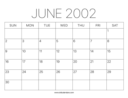 2002 Calendar June