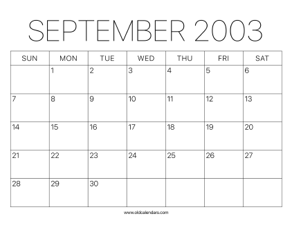 2003 Calendar September