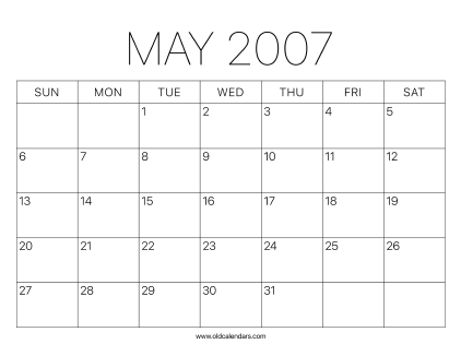2007 Calendar May