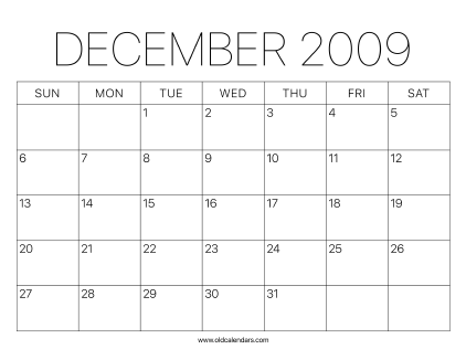 2009 Calendar December