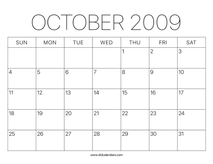 2009 Calendar October