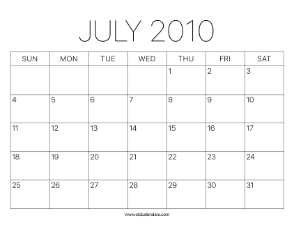2010 Calendar July
