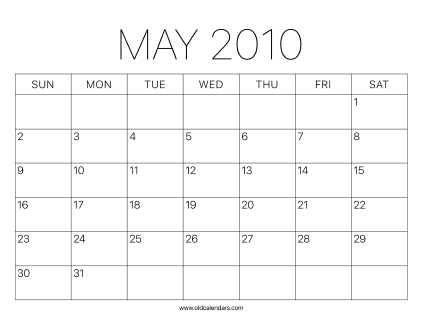 2010 Calendar May