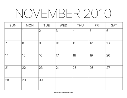 2010 Calendar November