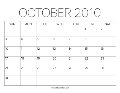 2010 Calendar October