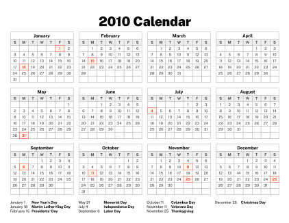 2010 Calendar