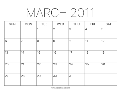 2011 Calendar March