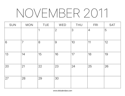 2011 Calendar November