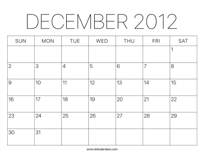 2012 Calendar December