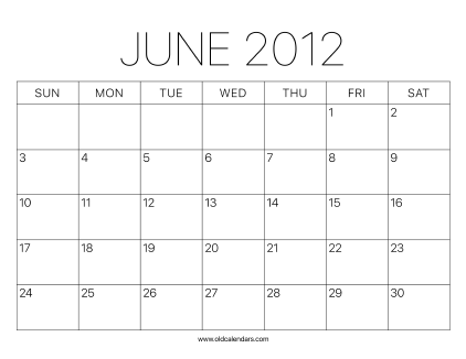 2012 Calendar June