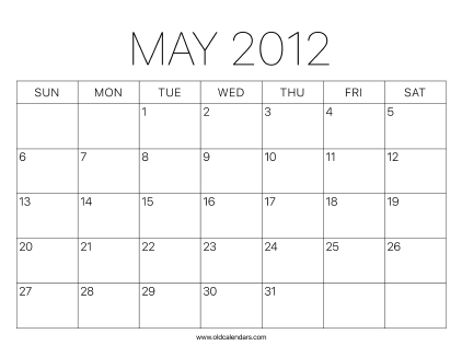 2012 Calendar May