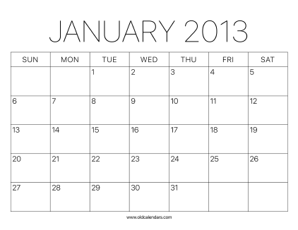 2013 Calendar January