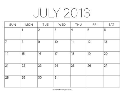 2013 Calendar July