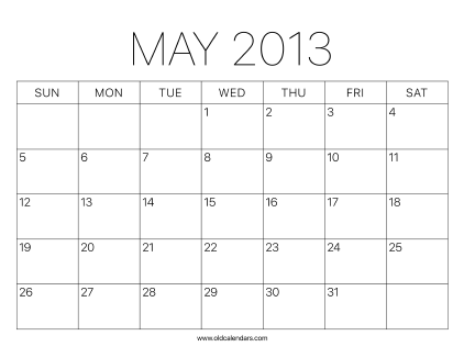 2013 Calendar May