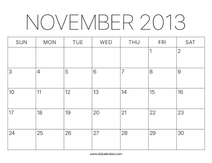 2013 Calendar November