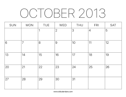2013 Calendar October
