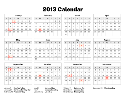 2013 Calendar