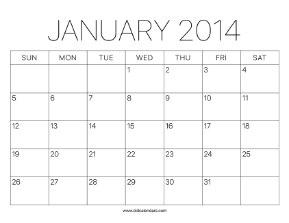 2014 Calendar January