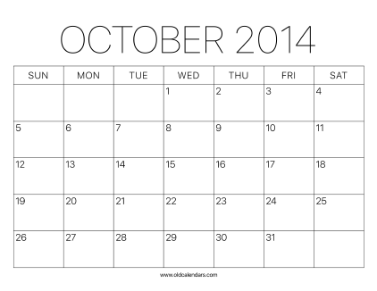 2014 Calendar October