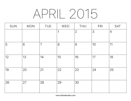 2015 Calendar April