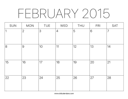 2015 Calendar February