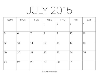 2015 Calendar July