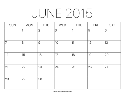 2015 Calendar June