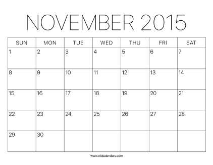2015 Calendar November