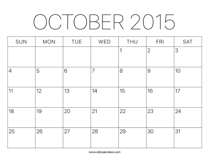 2015 Calendar October