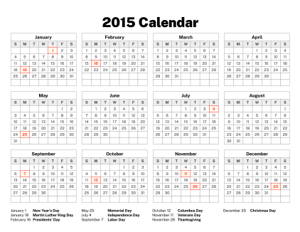 2015 Calendar