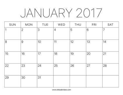 2017 Calendar January