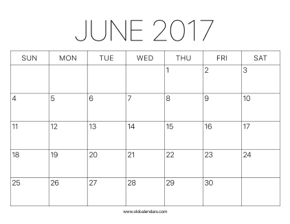 2017 Calendar June