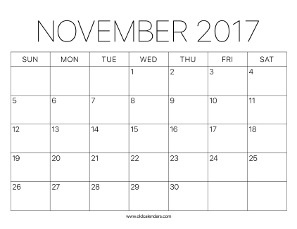 2017 Calendar November