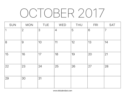 2017 Calendar October