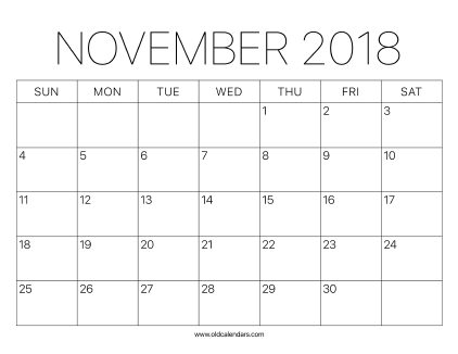2018 Calendar November