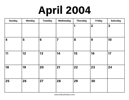 April 2004 Calendar