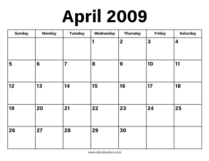 April 2009 Calendar