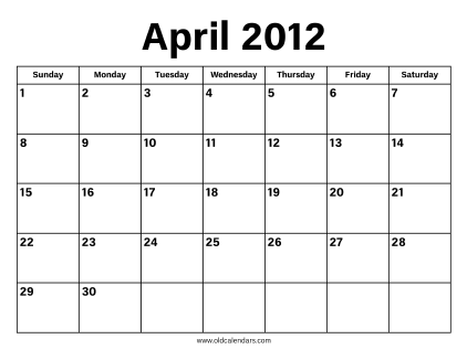 April 2012 Calendar