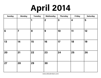April 2014 Calendar