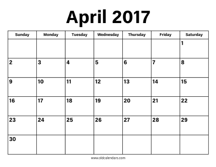 April 2017 Calendar