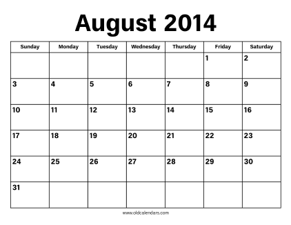 August 2014 Calendar